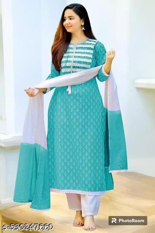 Image of Women's Black Kurti with Palazzo Set, Floral Print, Ethnic Wear, Straight Kurta