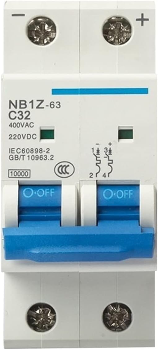 ALKOY Circuit Breaker NB1Z-63 2P DC Circuit Breaker DC MCB Circuit Breaker 12V 24V 220V for PV (Solar) System 20A 32A 40A 400V AC 1Pcs (Color : 40a, Size : 2)