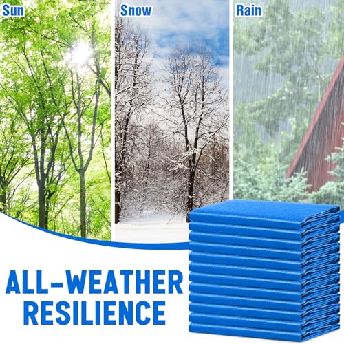 Image of 12 Pack 6 x 8 ft 5.5 Mil Large Tarps Heavy Duty Waterproof Tarp Multi Purpose Tent Cover for Home Boats Cars Camping Patio Furniture Roof Emergency Rain Protective Cover, Blue