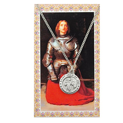 Saint Joan of Arc Pewter Medal Pendant with Prayer Card