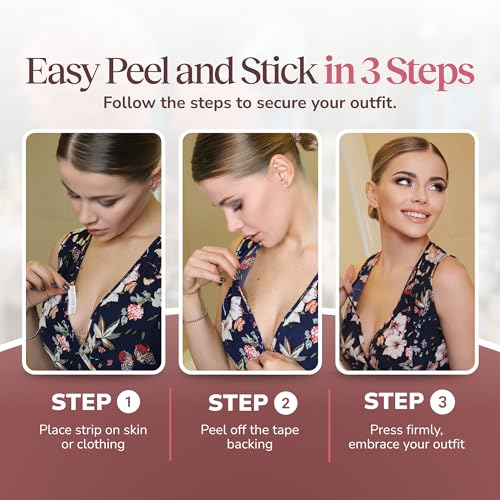 LUMORIA Fashion Tape doppelseitiges Klebeband Kleidung, transparentes Body Tape doppelseitg, geeignet für alle Stoffarten und empfindliche Haut, selbstklebend mit starkem Halt (60 Stück)