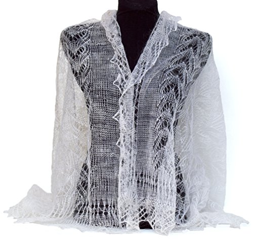 Antique Knit Orenburg Shawl Victorian Bridal Lace Wrap 30x67 inch2