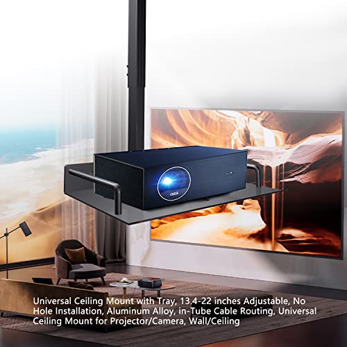 Jgpin Universal Ceiling Mount With Tray, 11.4-22 Inches Adjustable, No Hole Installation, Aluminum Alloy, In-Tube Cable Routing, Universal Ceiling Mount For Projector/Camera thumb #6