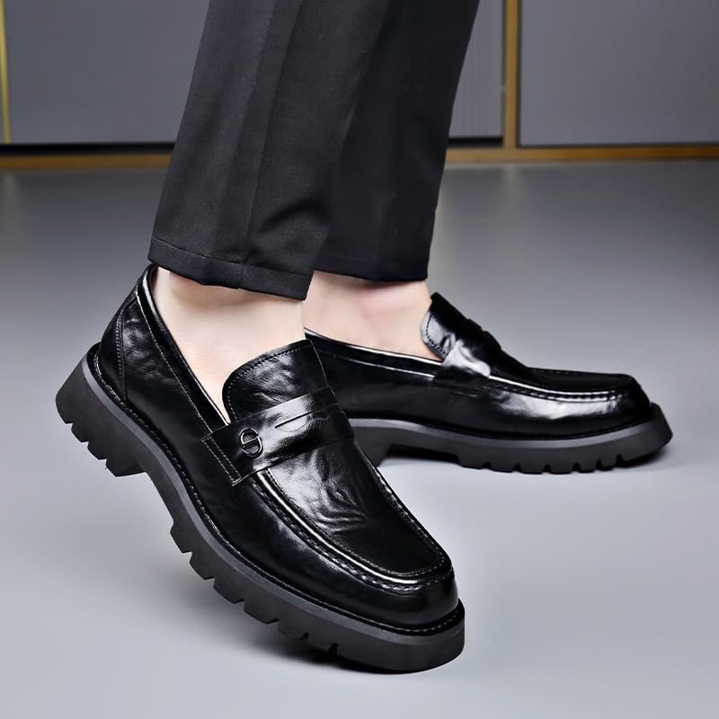 Men Business Casual Derby Shoes Men's Fashion Classic Slip On Low Oxfords Shoes Patent Leather Wingtip Brogue Dress Shoes(10)2