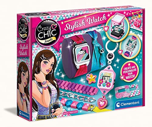Clementoni Crazy Chic - Stylish Watch, Kit Creativo per Creare Orologi Personalizzati, Gioco per Bambini 7+ Anni, Set con Accessori e Decorazioni, Idea Regalo Ragazze, 18635