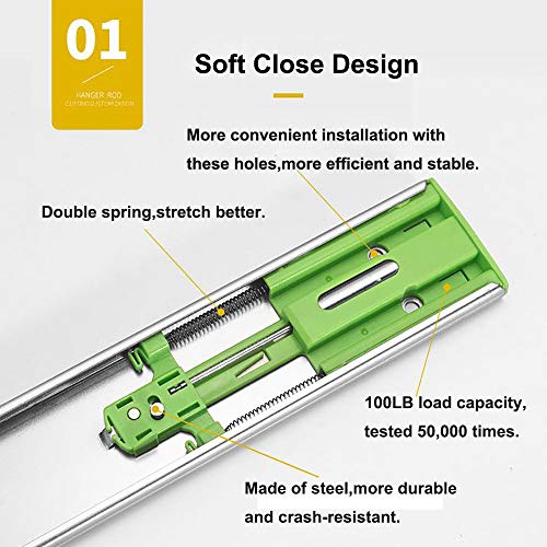 Hitess 5 Pairs Of 18 Inch Ball Bearing Full Extension Side Mount Soft Close Drawer Slides,Available In 12'',14'',16'',18'',20'',22",24'' Lengths #TOP1