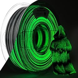 AMOLEN Glow PLA 3D Printer Filament 1.75mm Shiny Black Green 1KG ±0.02mm