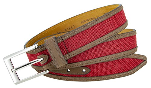 Lejon 13314 Men's Casual Dressy Fabric and Leather Belt 1 3/8" Wide MADE IN USA3