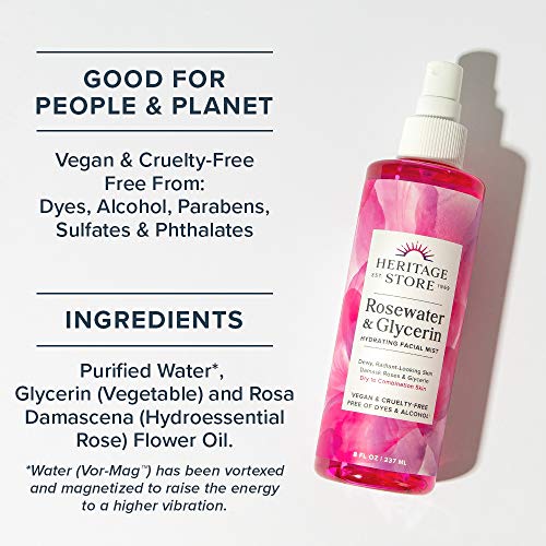Heritage Store Rose Water With Glycerine Alcohol Free 100 Pure Vegan Beneficial For Skin Hair And More Facial Toner And Moisturising Cream Mist Spray 227 Ml Amazon De Beauty