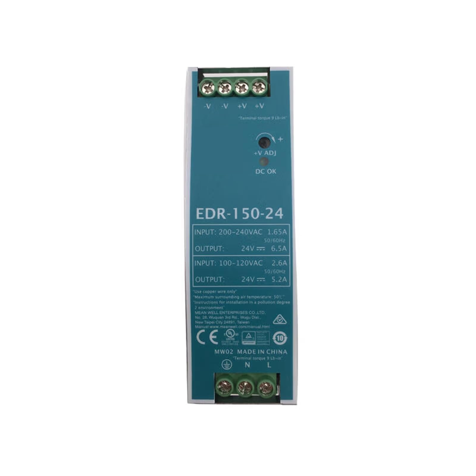 EDR-150-24 alimentation rail Din 150W compacte contre la surchauffe