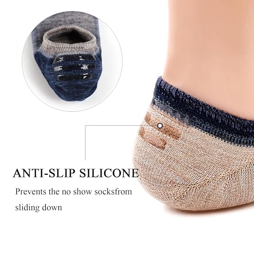 Mottee&Zconia No Show Socks for Men Short 3-Yarn Knit Cotton Casual Anti-Skid Non Slip Low Cut Men Invisible Moisture Wicking Socks 5Pack3