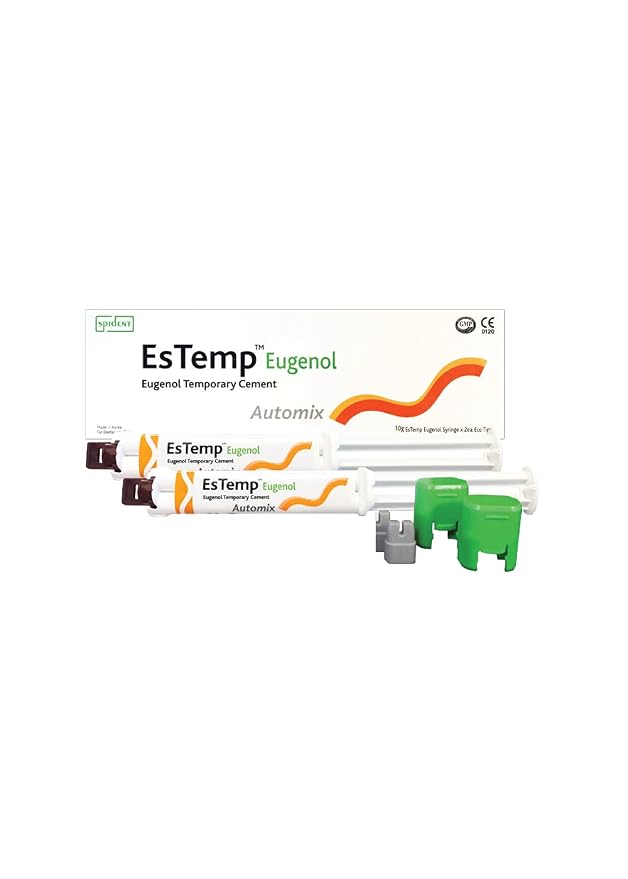 Spident EsTemp Temporary Dental Cement (Eugenol) – 10g X 2 Syringes – Model EST-E
