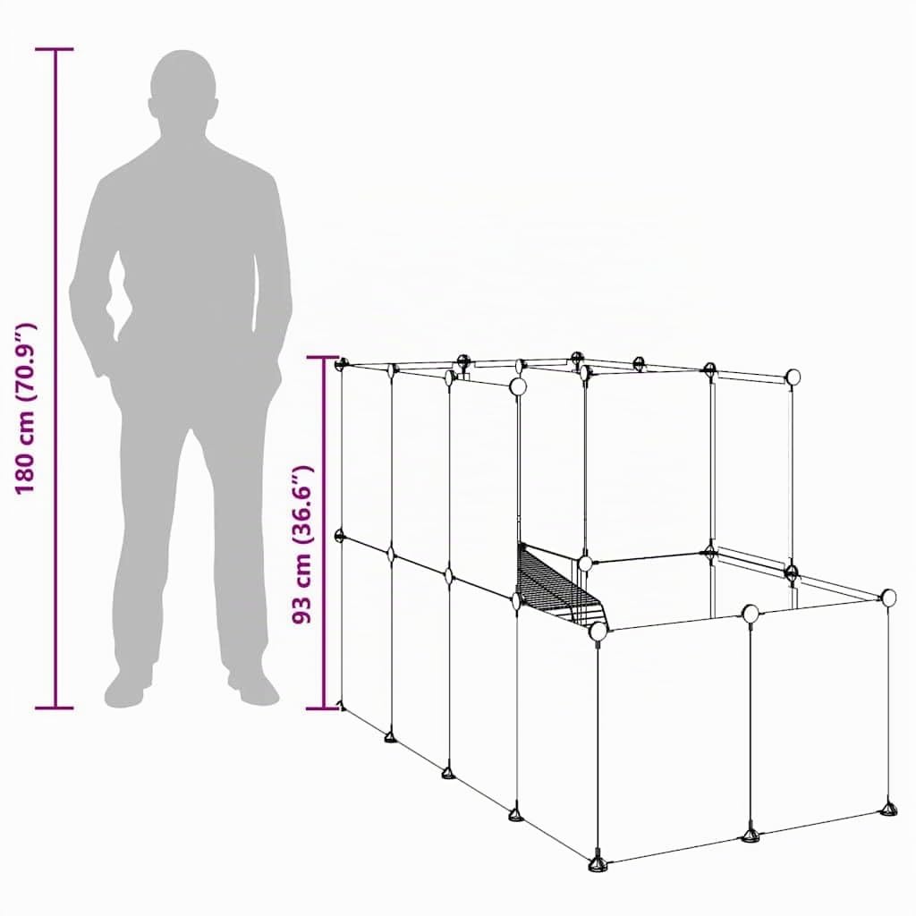 vidaXL Cage pour Petits Animaux Noir 142x74x93 cm PP et Acier