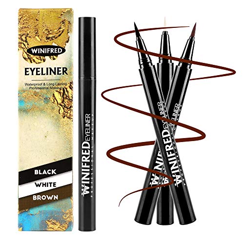 Winifred Liquid Eyeliner Pencil White Black Brown Color Eye Liner for Women Waterproof Makeup Eyeliner Pen 3 Pcs