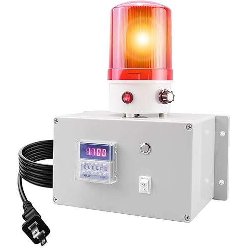 Cycle Timer Alarm, 0–110dB Adjustable Volume with Flashing Light, Dual Mode Timer (Cycle & Single), Reset Button, AC110V Industrial Timed Alarm