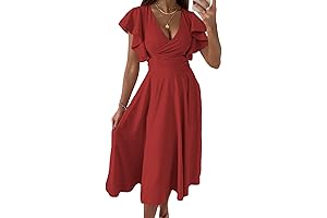 Women's Valentine V Neck Elegant Short Sleeve Skater Dress