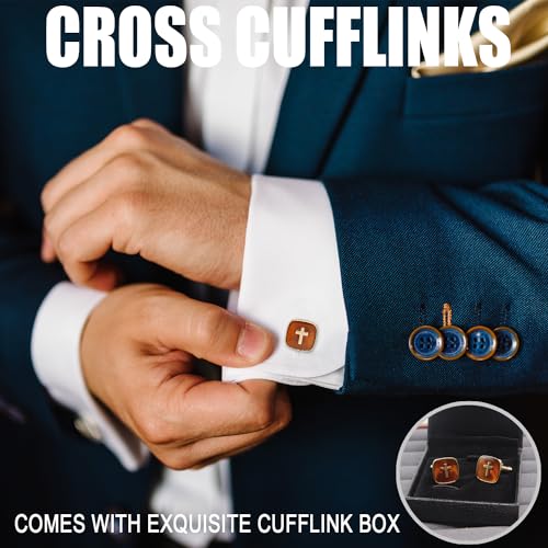 Mancuernillas para Hombre Cruz Dorada con Caja miniatura 7