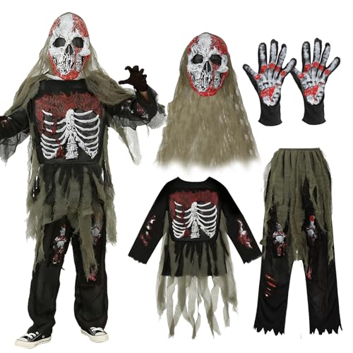 Disfraz de zombie para niños, esqueleto espeluznante miniatura 3