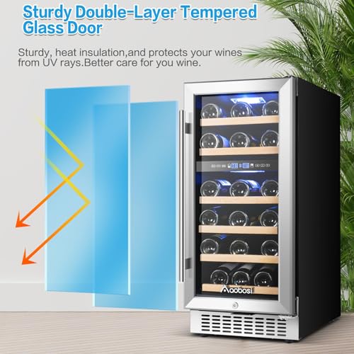 AAOBOSI Wine Fridge, 30 Bottles Dual Zone Wine Cooler Beverage Wine Refrigerator, Glass Door