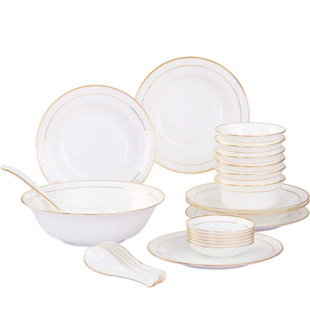 Servizio da Tavola in Porcellana da 26 Pezzi in Stile Cinese Set di Stoviglie in Ceramica Dipinta a Mano in Oro con Servizio Cucchiaio per 6 Persone