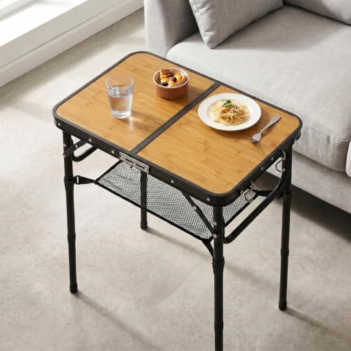 Image of Folding TV Dinner Tray Table, Adjustable Height Sofa Snack Table
