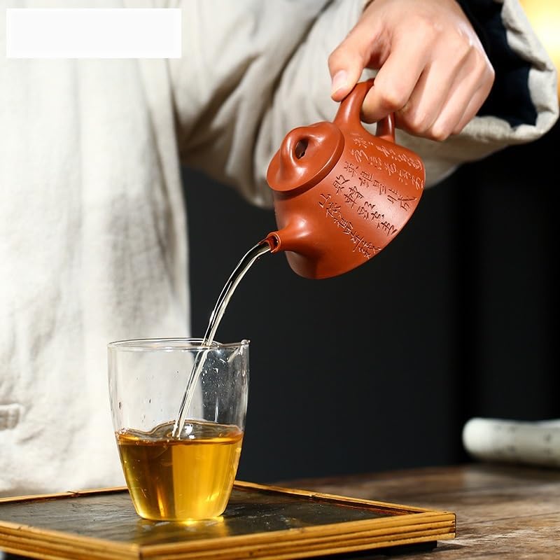 Tetera hecha a mano de 130 ml, de arcilla morada, hecha a mano, con colador, juego de té Zisha, tetera de cerámica multifuncional para preparar té de hojas