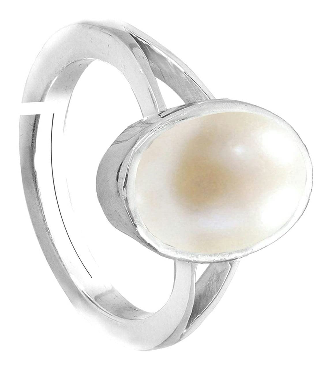 Khushbu Gems 100% Certified Pearl Moti 5 Ratti Stone Astrological Silver Adjustable Ring for Men & Women (B09M8WN581) Amazon Price History, Amazon Price Tracker