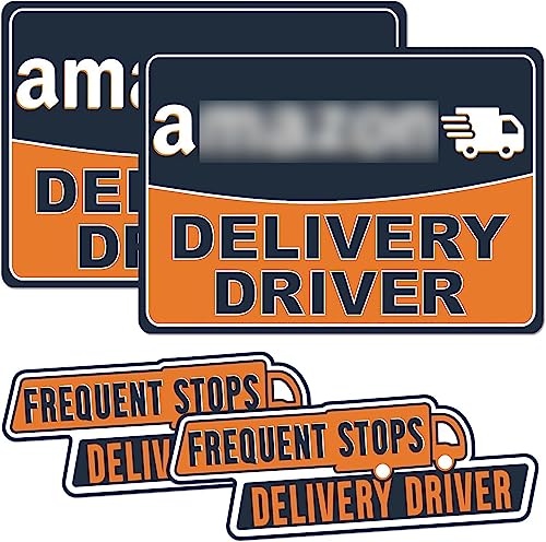 Delivery Driver Car Magnet - 2 Pack Delivery Driver Car Magnets With 2Pcs Frequent Stop Car Stickers,Reflective Waterproof Driver Gear Bumper Signs Stronger Magnetic Automotive Signs(Black-Orange) #TOP16