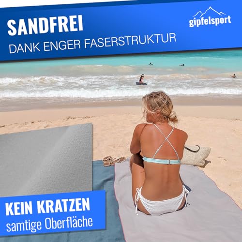 gipfelsport Mikrofaser Handtuch - Microfaser Handtücher Set, Strandtuch, Badetuch I groß, schnelltrocknend I für Sport, Beach, Reise, Outdoor, Camping I leicht, dünn, klein I 200x90cm I Grau