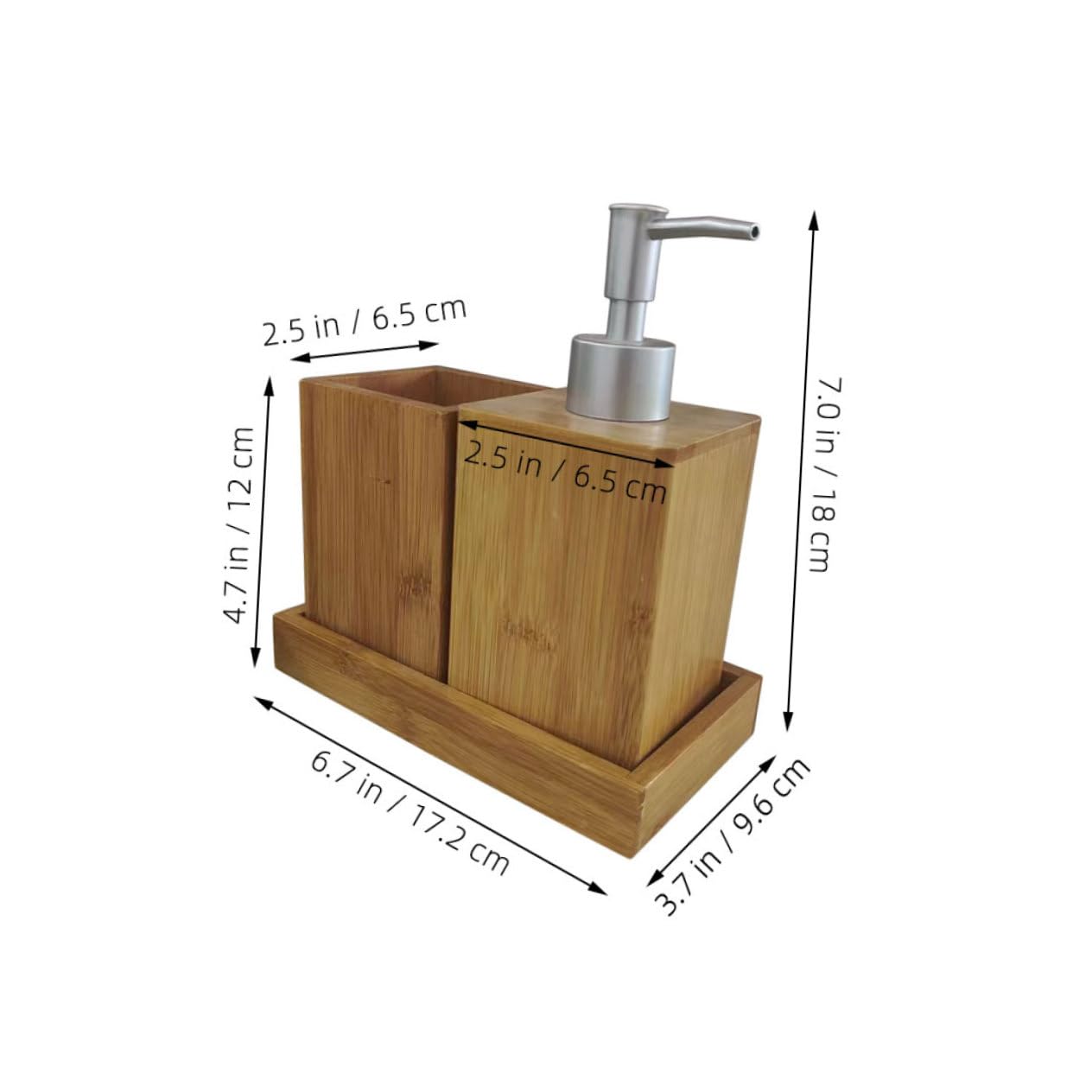 VILLCASE Set di Accessori per Bagno in Bambù, Portaspazzolino e Contenitore Ricaricabile per Detergente, per Bagno Ordinato e Curato