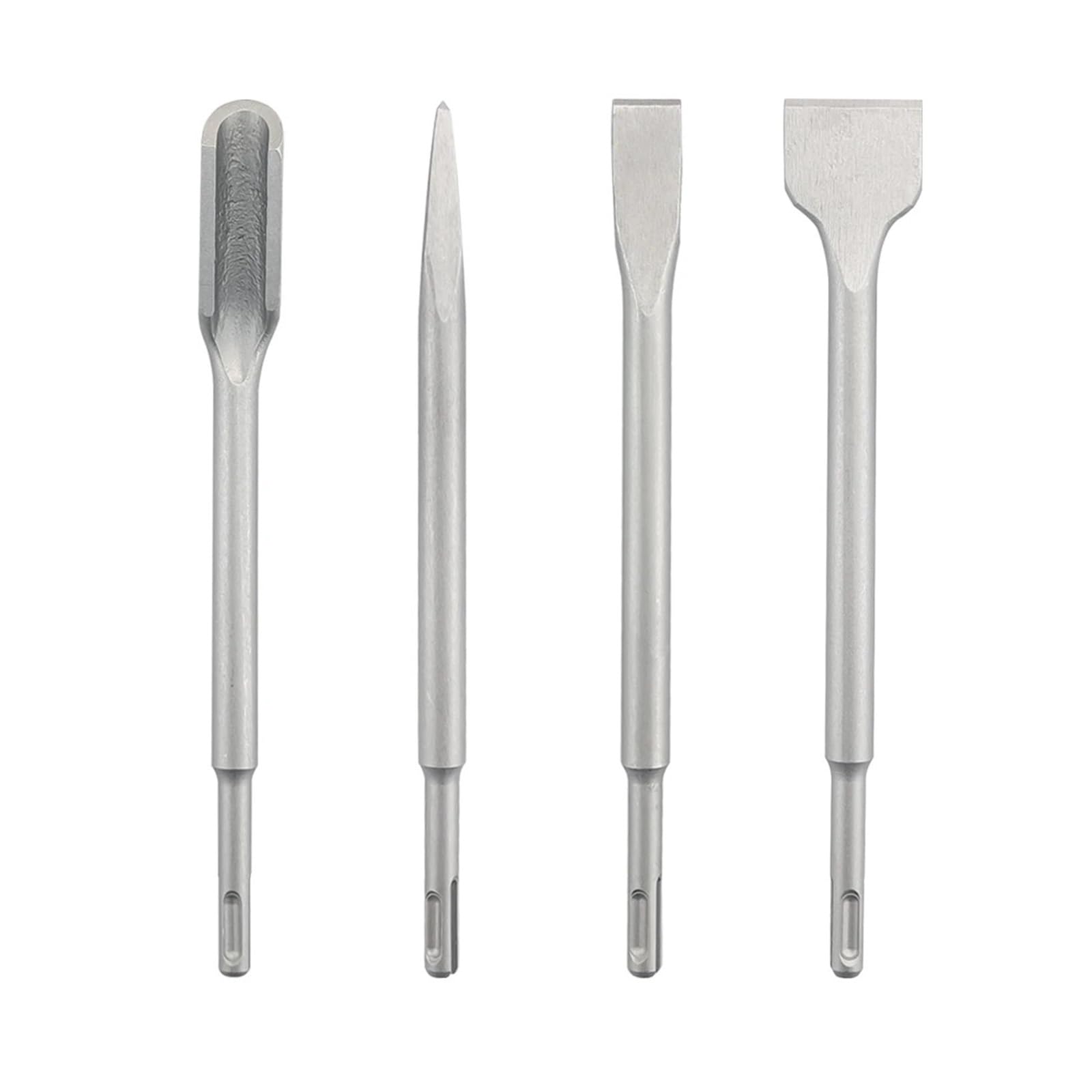 Set di 4 scalpelli con Gambo SDS/Plus, Martello Elettrico, Punta scanalata, scalpello Piatto, Utensili for muratura for Cemento, Mattoni, muri, Roccia