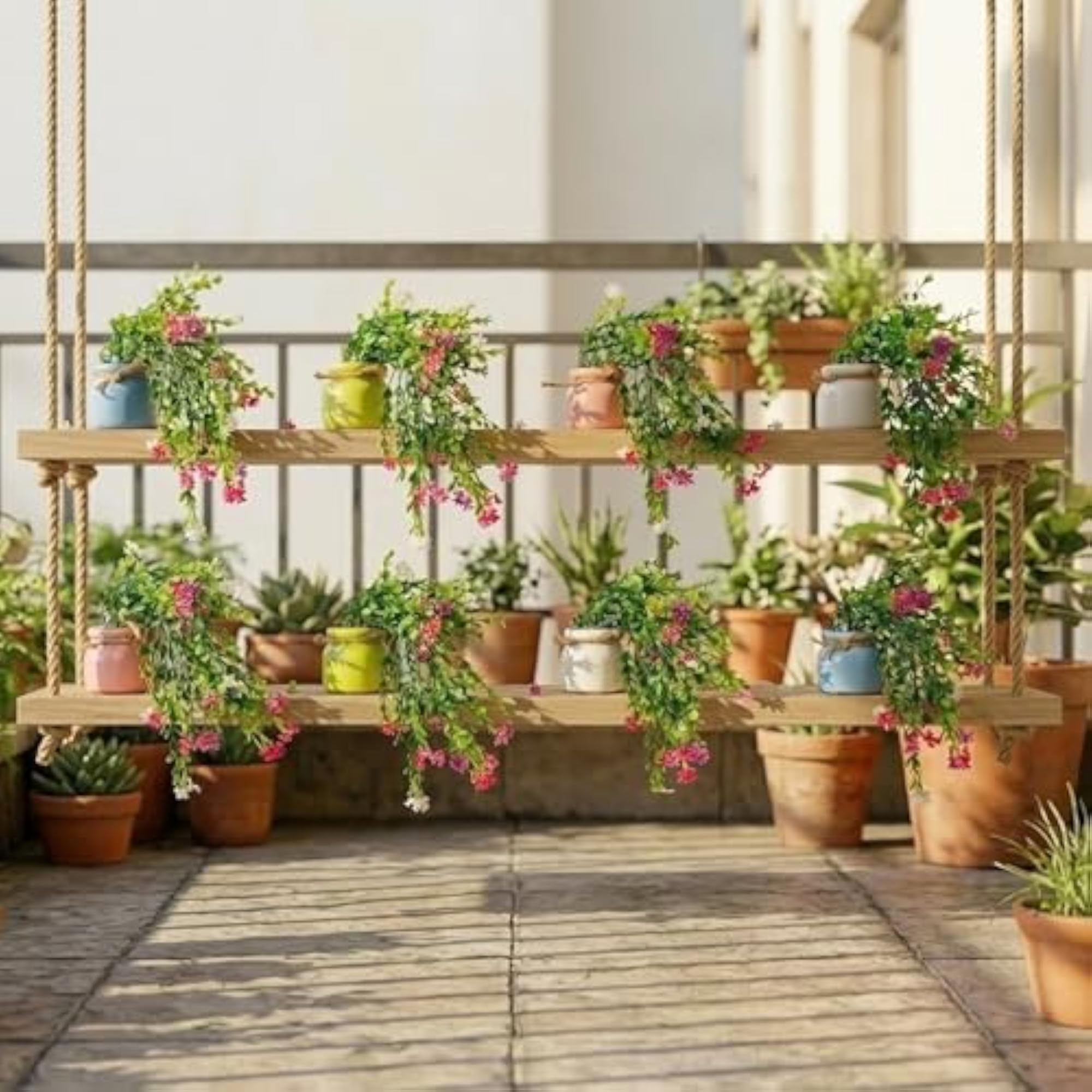 Artificial Vine Plant with Multicolor Pot, 30 cm Height