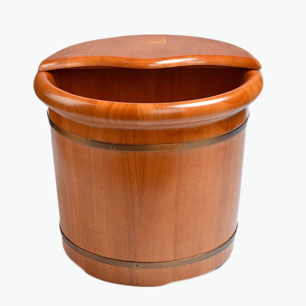 Pediluvio in Botte di Legno per pediluvio per Adulti, Secchio per Immersione dei Piedi con Coperchio, vaschetta per Piedi in ammollo, Secchio in Legno per Pedicure, Vasca idromassaggio per pediluvio