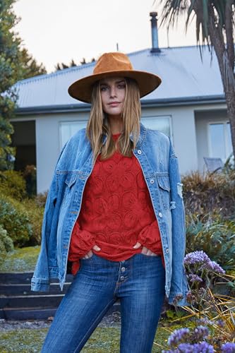 Image of OFEEFAN Blouses for Women Dressy Casual Spring Tops 2026 Summer Outfits Flower Lace Crochet Long Sleeve Shirts