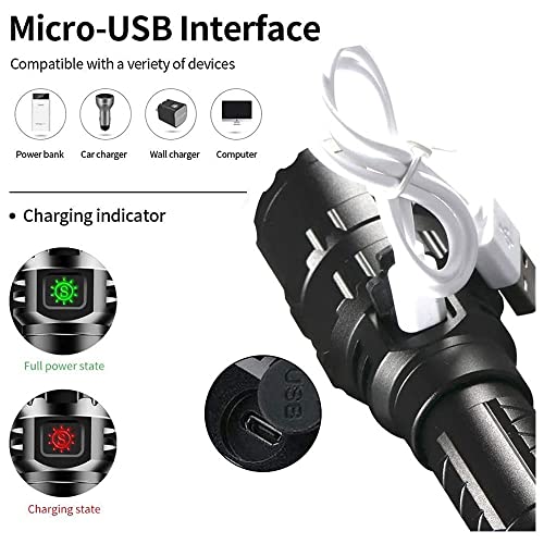 Tactical Flashlight Rechargeable, Super Bright 5000 Lumens Led Picatinny Rail Handheld Flashlights Set 5 Modes Waterproof Flashlights With Mount And Pressure Switch- Best For Camping Emergency #TOP2