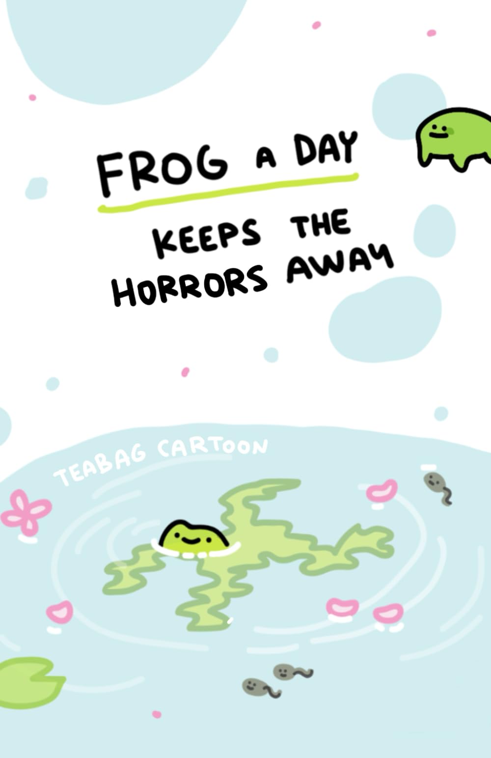 Frog a day keeps the horrors away statuette minimaliste design grenouille en résine mate