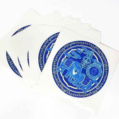 Amuleto Feng Shui de elefante y rinoceronte azul, 5 calcomanías de paz y protección para coche y pared 3