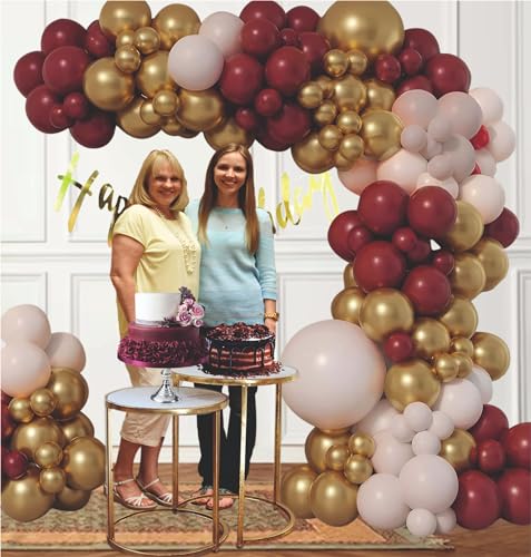 Image of Happy Birthday Balloons Decoration Kit - 57 Pcs Burgundy Maroon Balloon Garland Set for Birthday Decoration | Birthday Party Decoration Set for Celebrations for Kids & Adults