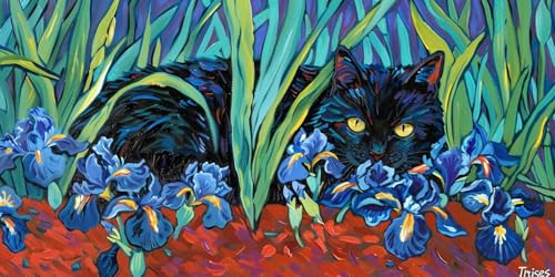 Peinture diamant kit complet herbe pour chats 5D DIY point de croix avec strass 80 x 160 cm
