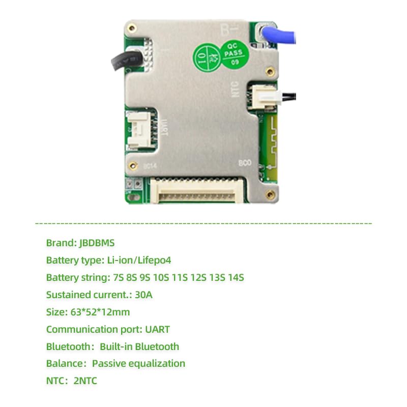 JBDBMS Support 7S-14S 50A 24V 36V 48V Lithium Battery Intelligent Protection Board with Bluetooth Support for UART (7-14S30A)3