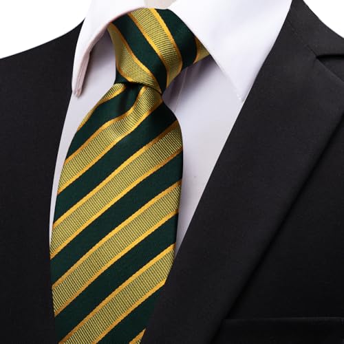 Image of YourTies Men's Neckties Striped Tie and Plaid Neckties for Men Woven Silk Tie Gold Tie Clip Set