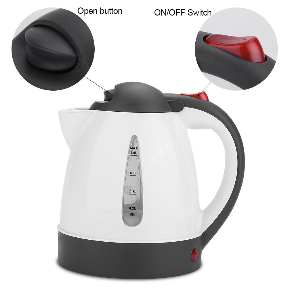 Hervidor eléctrico para coche, hervidor de agua para camión, 1000 ml, 24 V, calentador de agua portátil, botella para hacer té y café