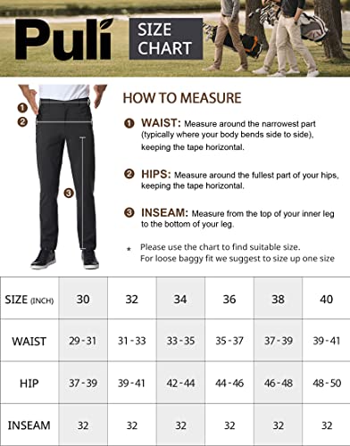 Puli Golf Pants Men Stretch Slim Fit Waterproof Dress Casual Work Hiking Tapered Pants With Pockets Kkaki #TOP5
