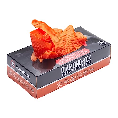 Blackrock Box 50 - Guantes desechables de nitrilo de nitrilo sin látex con textura de diamante, resistentes a pinchazos y desgarros, grado médico AQL, para hombre y mujer, talla L