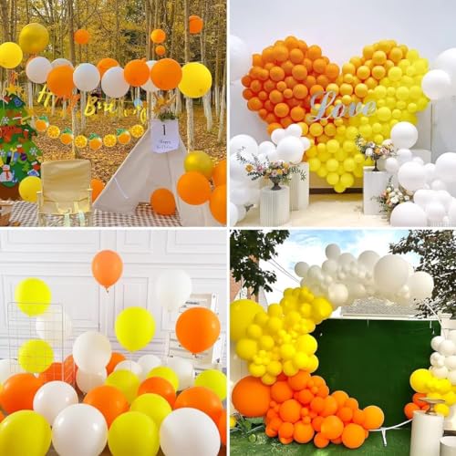 Image of ARV ZONE Orange Yellow White Balloon Arch Kit, 63 pcs Orange Balloons Garland Kit for Birthday Wedding Anniversary Baby Shower Valentine Welcome Party Decoration (Orange Yellow Multi Theme Garland)