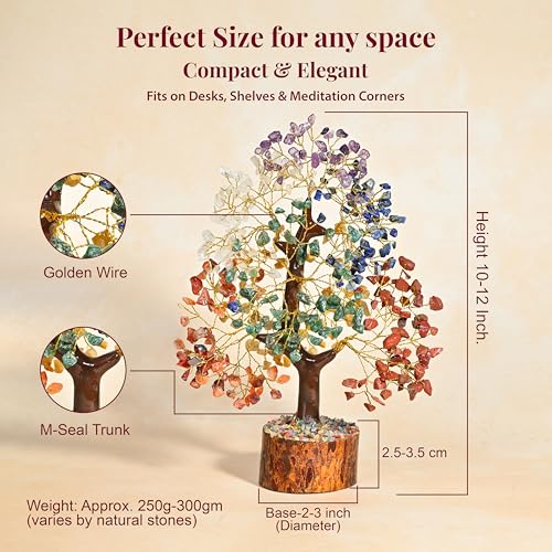 Crocon® 7 Chakra Crystal Tree Gifts, Spiritual Birthday Gifts for Women & Men | Home Decoration & Crystal Gift, Meditation & Yoga Room Decor | Presents for Mum, Sister, Grandma Ideas, house warming - Image 2