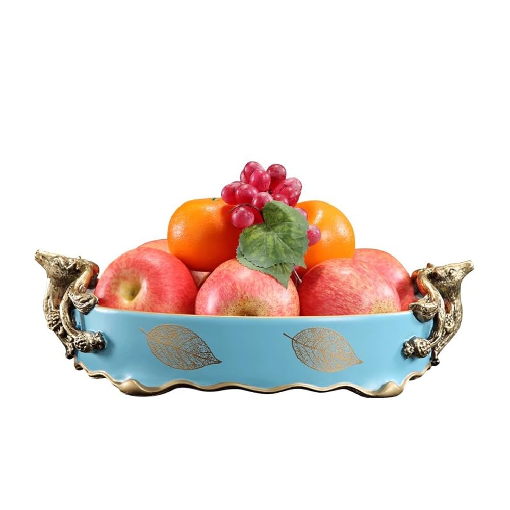 Assiette de Fruits, Bol de Stockage de Noix de Fruits secs binauraux en résine créative, Plateau de Fruits de collations de Bonbons, Ornement décoratif de comptoir de Salon