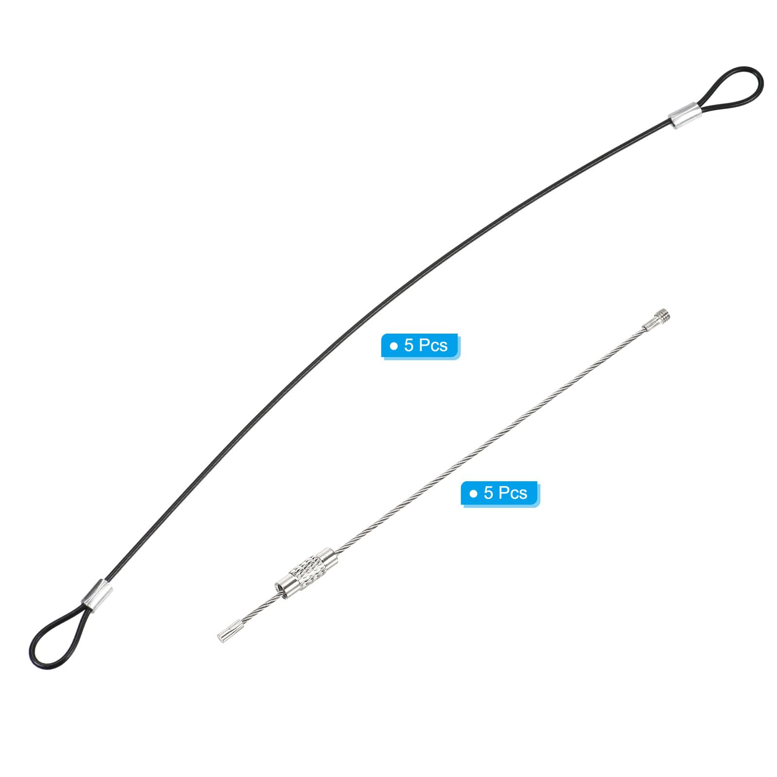 Cavi Di Sicurezza In Acciaio 5pz - Lunghezza 0.3m, Diametro 2mm, Con Rivestimento Plastica Per Bagagli, Bici, Illuminazione - Foto 12