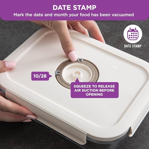 Image of HOLDN' STORAGE Vacuum Food Storage Containers, Set of 6 Glass Containers Mix & Electronic Pump - Keep Food Fresh Longer, BPA-Free Glass, Leak-Proof, Ideal for Meal Prep, Marinating