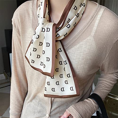 Women Skinny Silk Scarf Retro Checkerboard Plaid Narrow Neckerchief Long Neck Scarf Bandanas Headdress Ribbon Scarf2